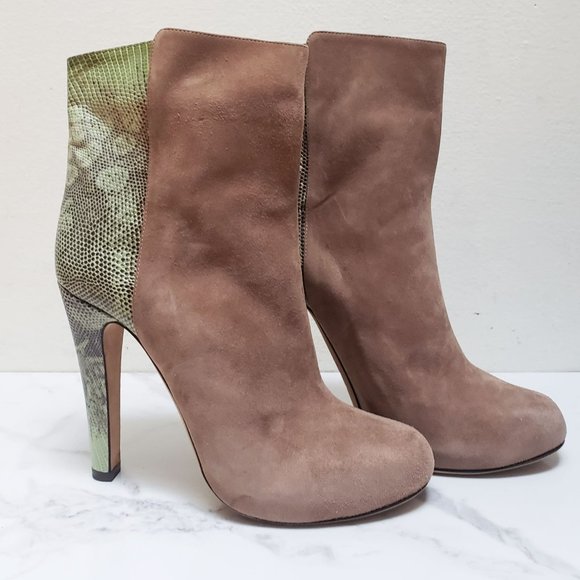 Malone Souliers 'Madleen' Suede/Lizard High Heel Bootie - Picture 2 of 15